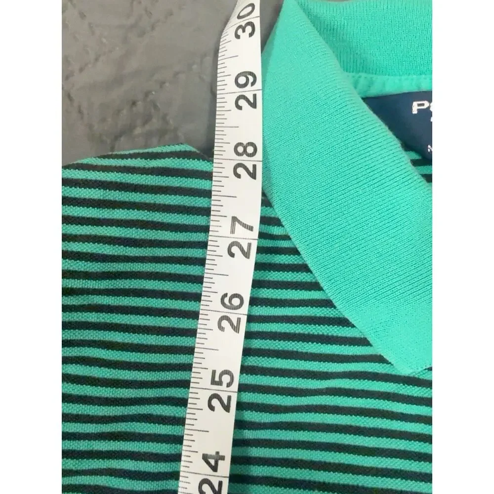 Polo Golf Ralph Lauren Mens L Polo Shirt Green Black Stripe Cotton Pony Logo